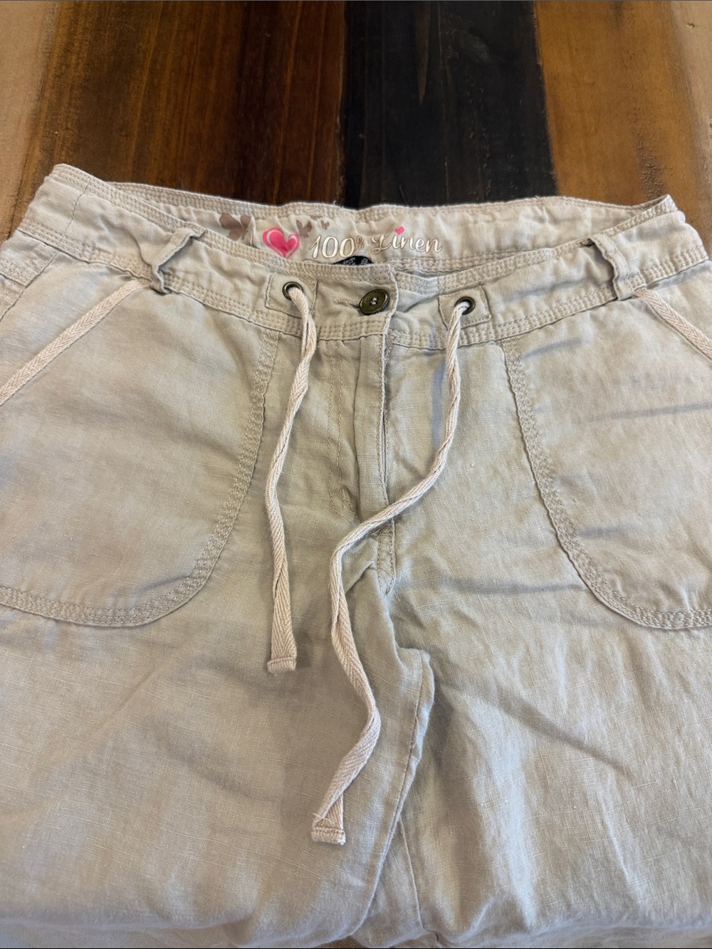 Atmosphere Light Beige Linen Casual Pants